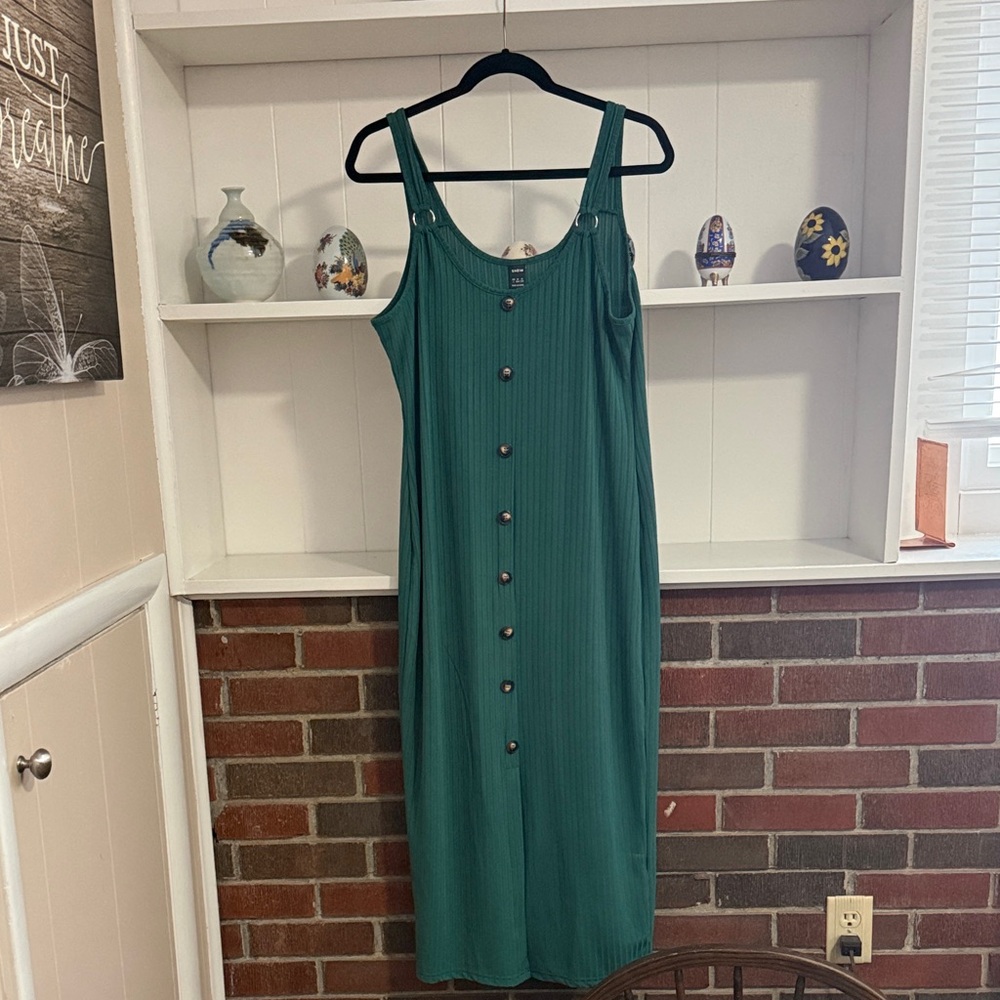 SHEIN Teal Button-Down Midi Dress